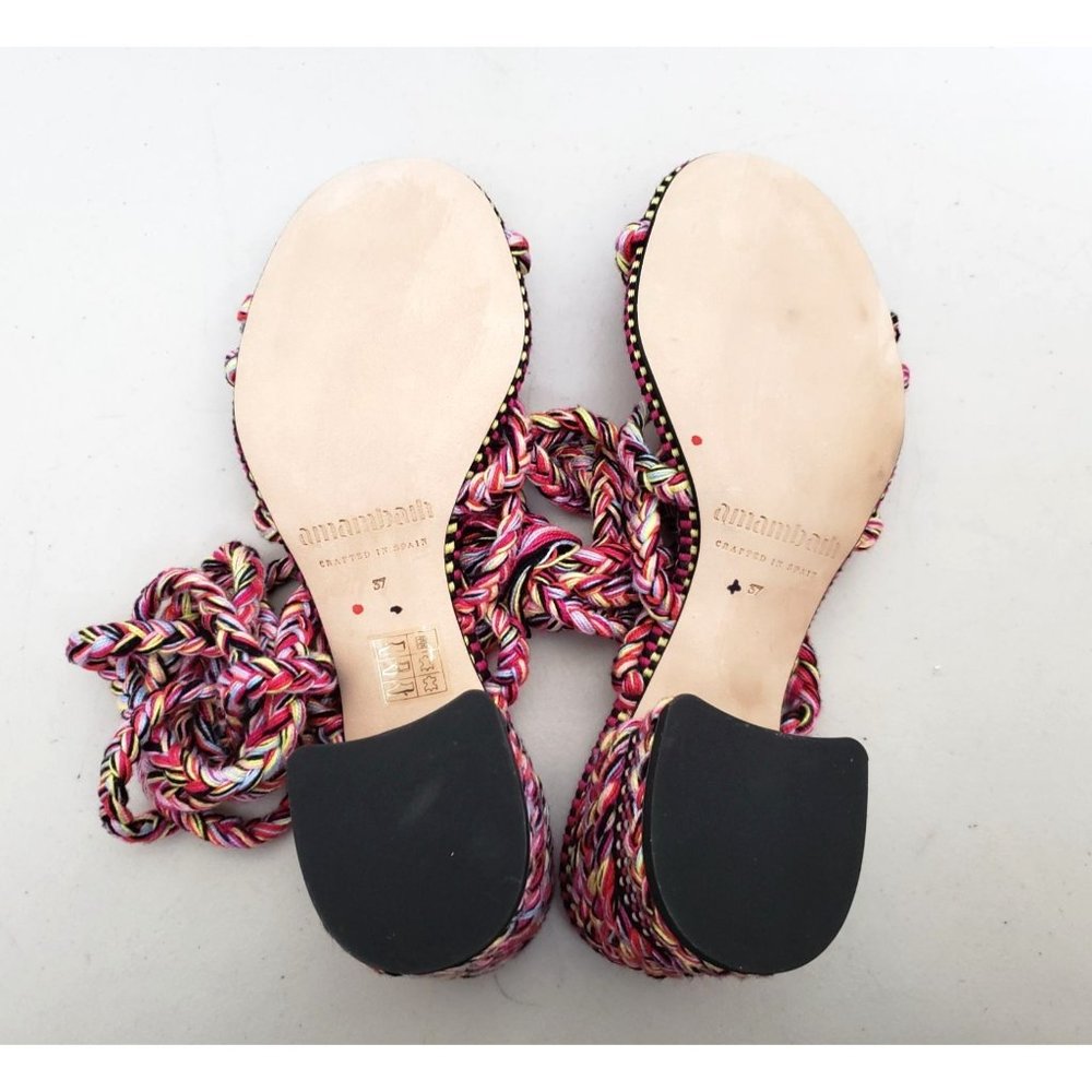 Anthropologie AMAMBAIH Isabel Braided Heel Sandals Pink Multiple Sizes - Picture 6 of 6